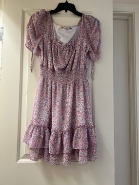 Liberty Love Floral Cottagecore Dress Size Large | Pink Smocked Ruffle Coquette